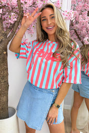 Hygge stripe T-shirt - Koraal