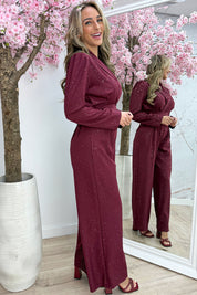 In charge glitter jumpsuit - Bordeaux