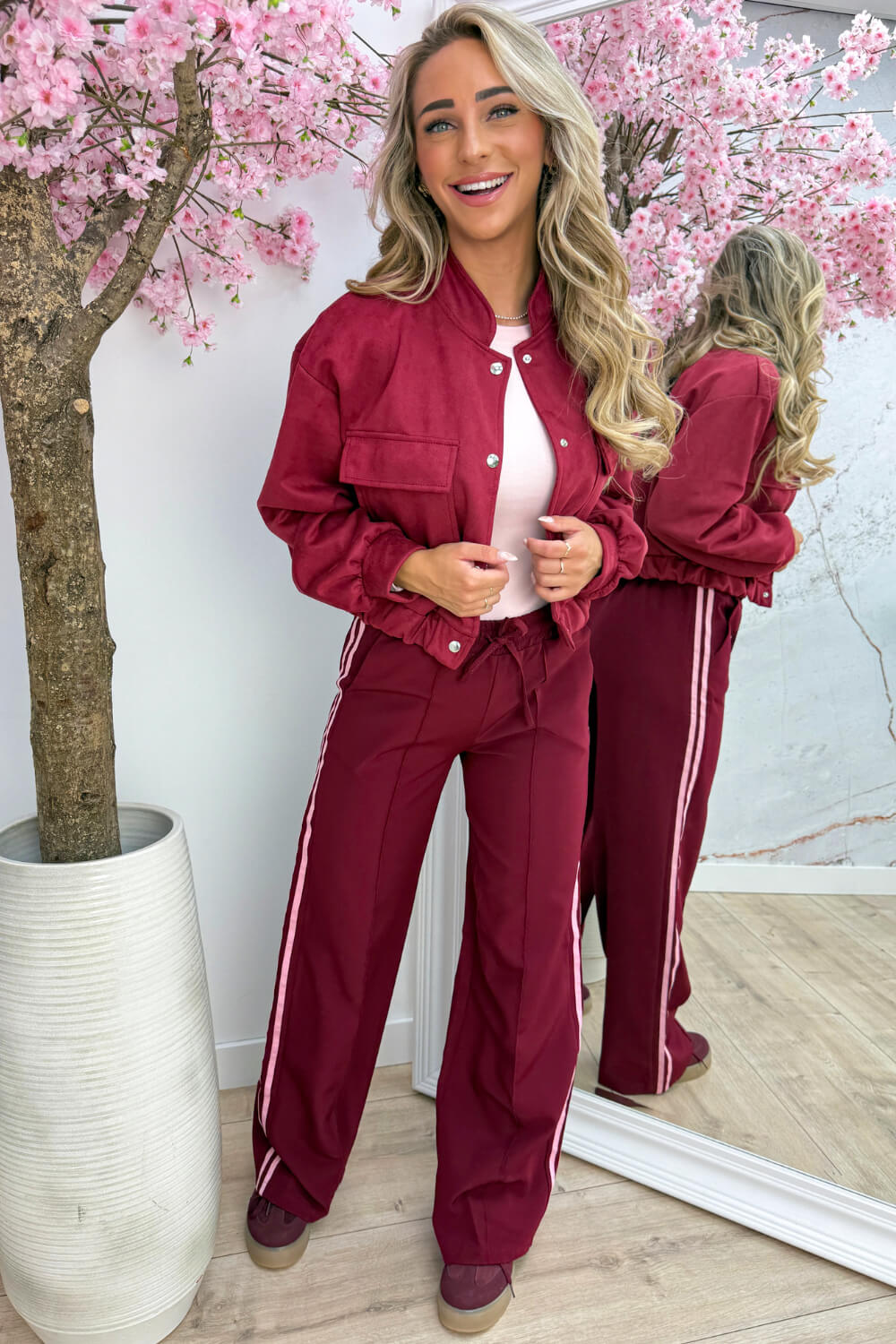 Suede look bomber - Bordeaux