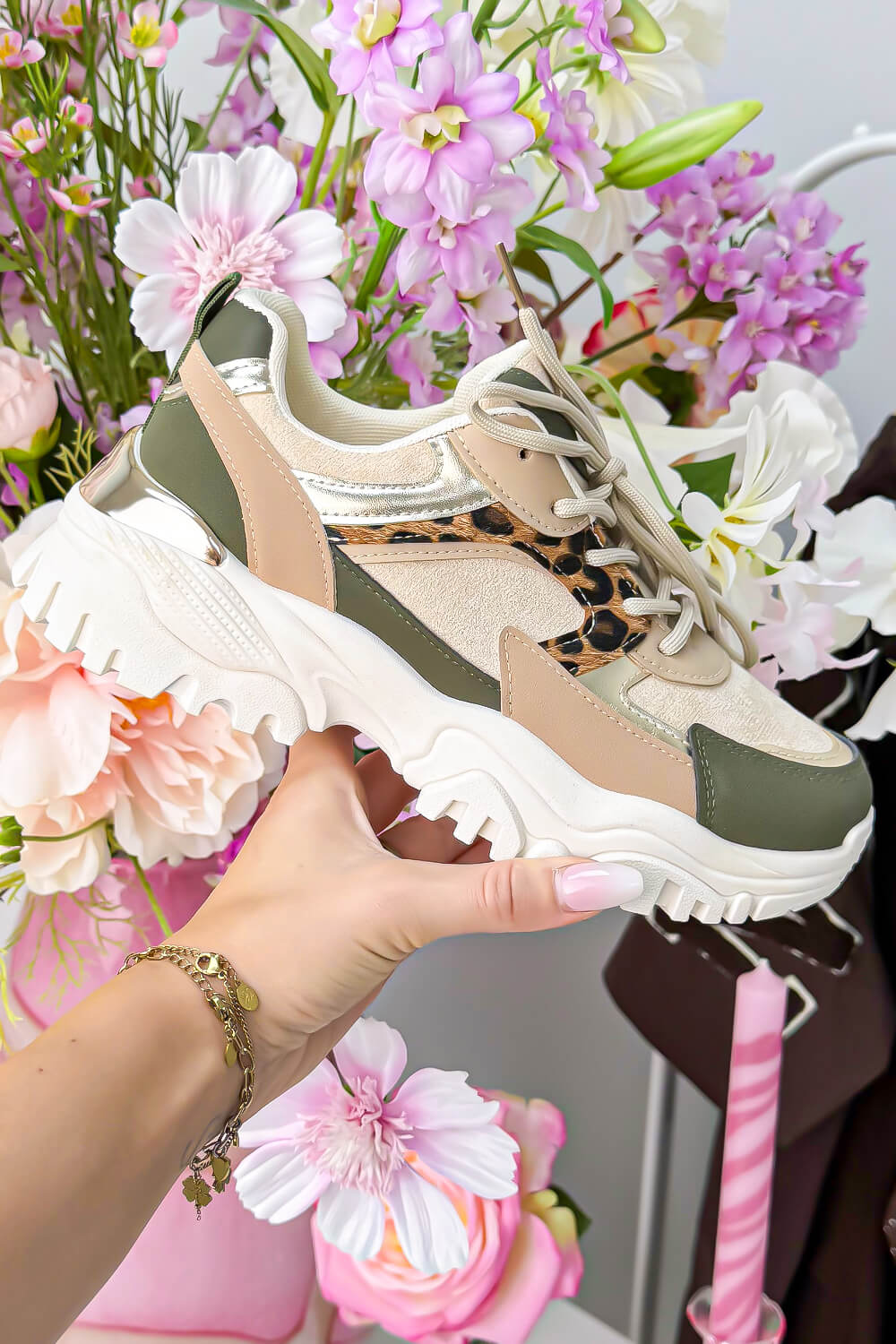 Wild leopard chunky sneaker - Army