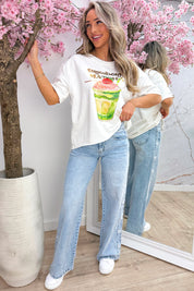 Strawberry matcha T-shirt - Wit