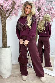 Studded fringe trui - Bordeaux