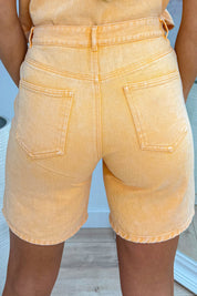 Stitched with love denim short - Lt. oranje