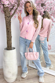 Sweet sparkle heart gilet - Lollypop roze