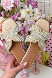 Pearls and diamond slipper - Beige