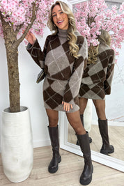 Cozy season checkered co-ord - Dk. Bruin