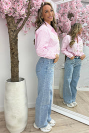 Pearls stripe blouse - Lollypop roze