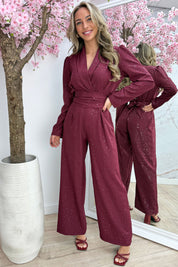 In charge glitter jumpsuit - Bordeaux