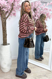 Stripe it up trui - Bruin