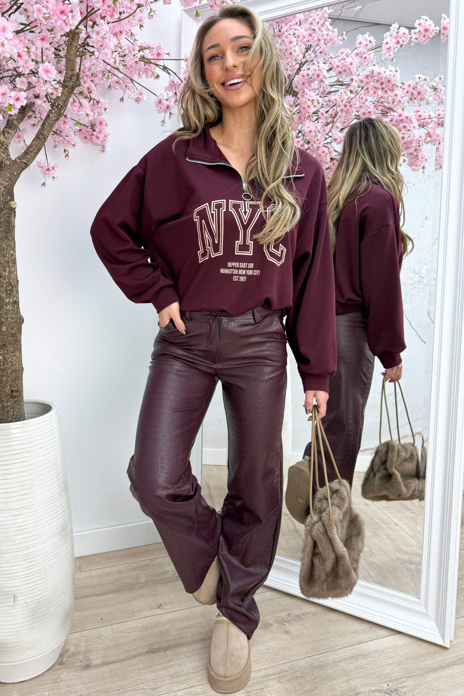 NYC zipper sweater - Bordeaux