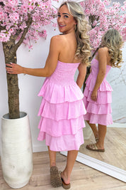 Marbella ruffle cotton dress - Lollypop roze