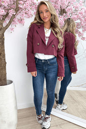 Cropped cotton trenchcoat - Bordeaux
