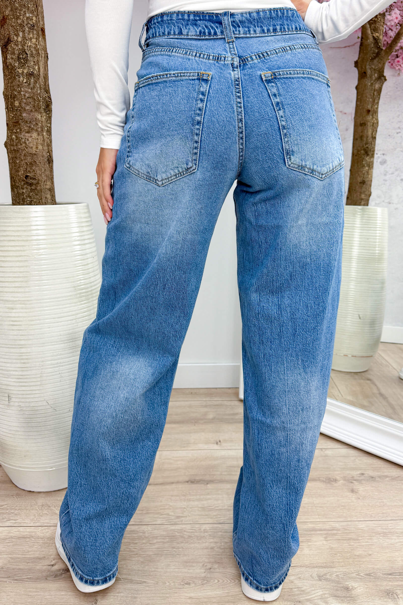 Fold over straight leg jeans - Jeans blue