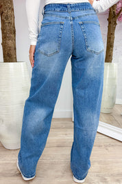 Fold over straight leg jeans - Jeans blue