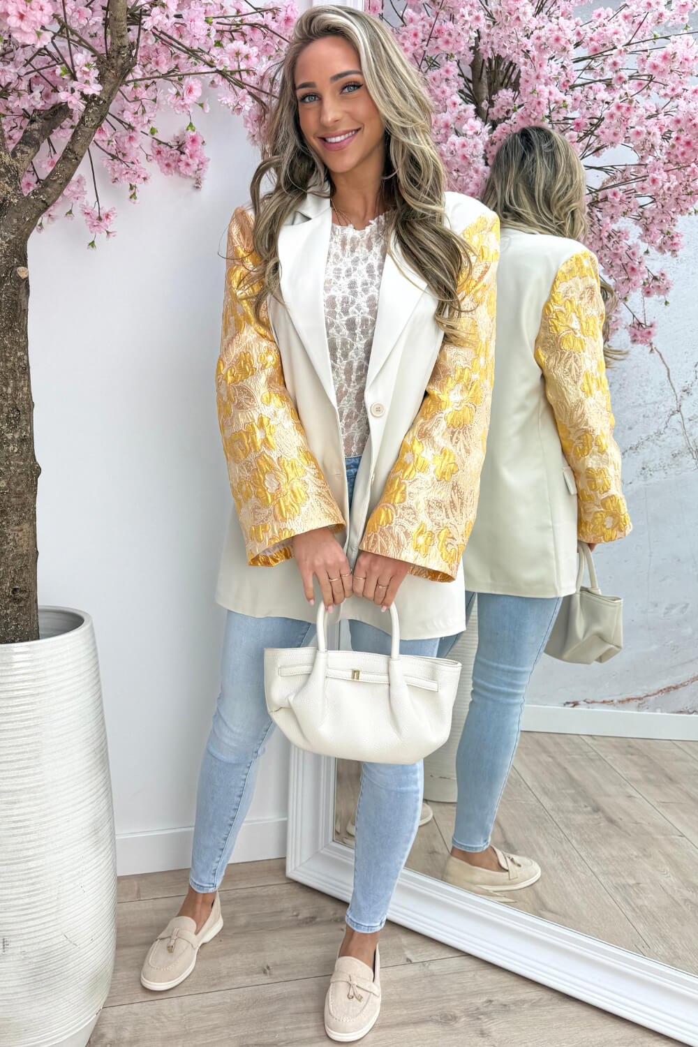 Pretty flower blazer - Geel