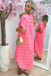 Seashell cotton maxi dress - Koraal