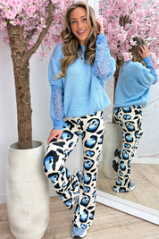 Lace sleeve trui - Sky blue