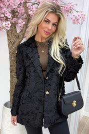 Chic franje blazer - Zwart