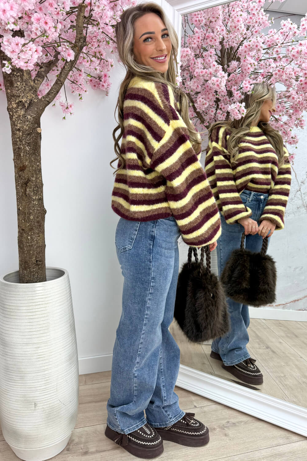 Frosty mornings stripe trui - Geel