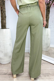 All about details belted pantalon - Olijf