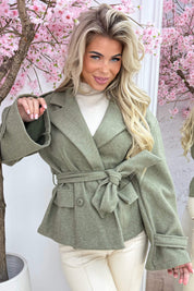 Vilt bow trenchcoat - Olijf