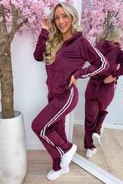 Velvet striped comfy co-ord - Bordeaux