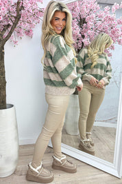 Lurex stripe trui - Beige