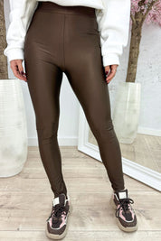 Shiny basic legging - Bruin
