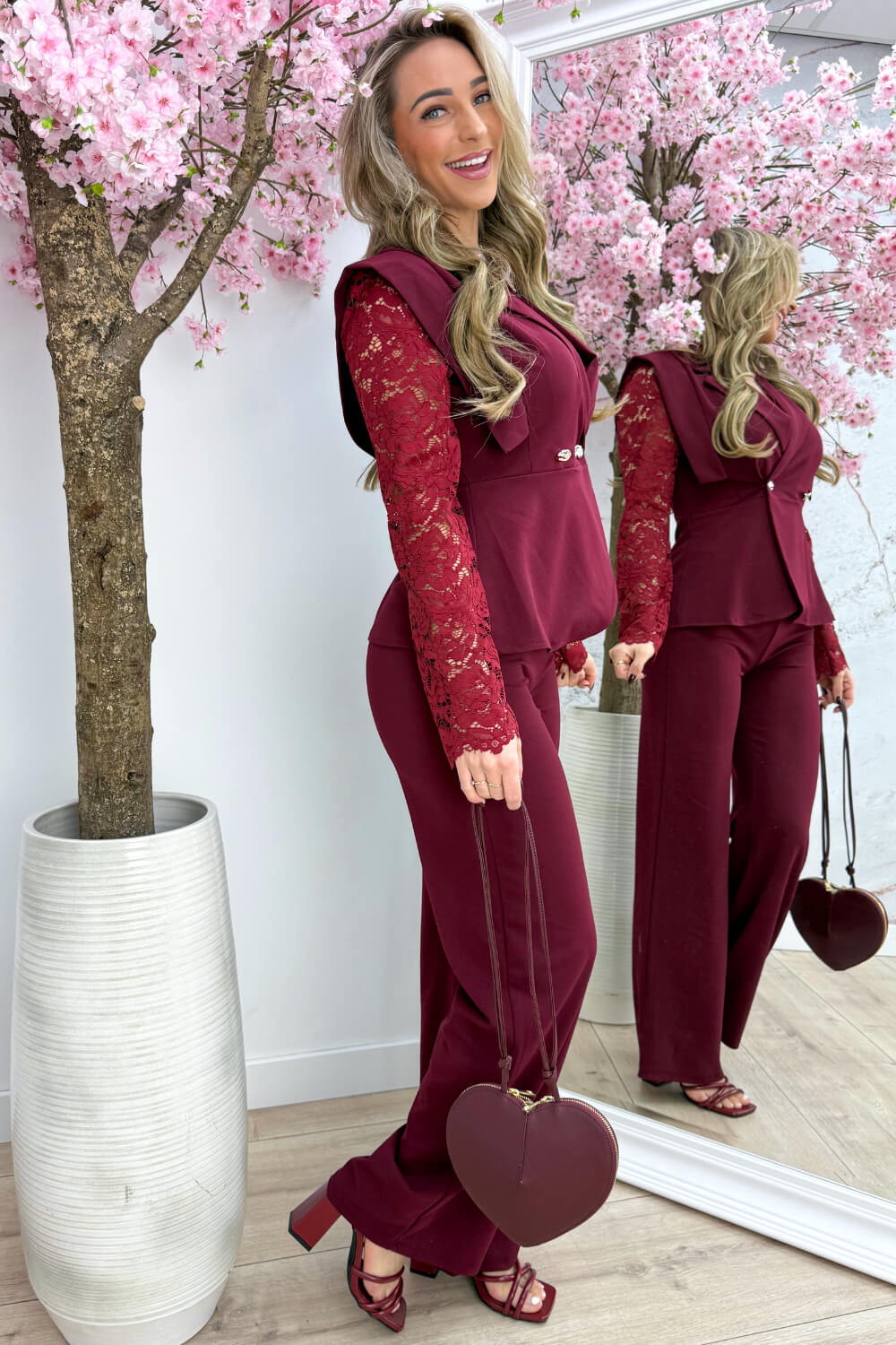 Joyfull lace co-ord - Bordeaux