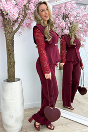 Joyfull lace co-ord - Bordeaux