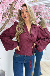 Diamond bow blazer - Bordeaux