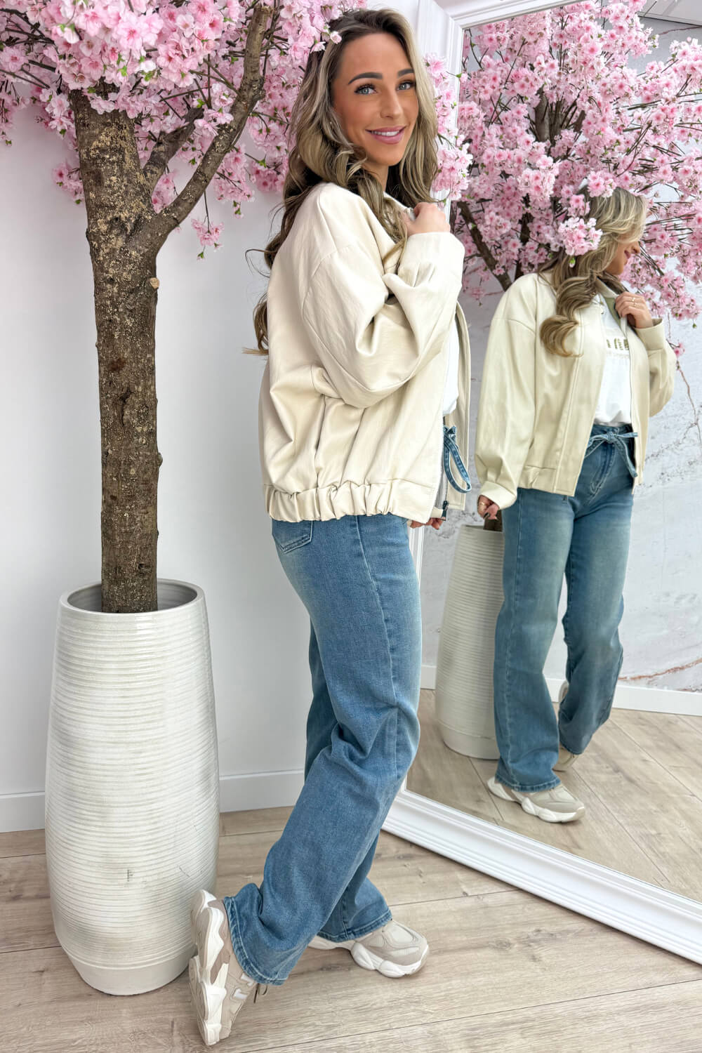 On repeat leather look bomber - Beige