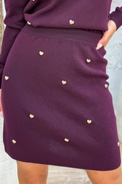Gold hearts skirt - Berry purple