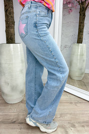 Starstruck studded straight leg jeans - Jeans blue