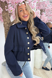 Gold button vilt jacket - Navy