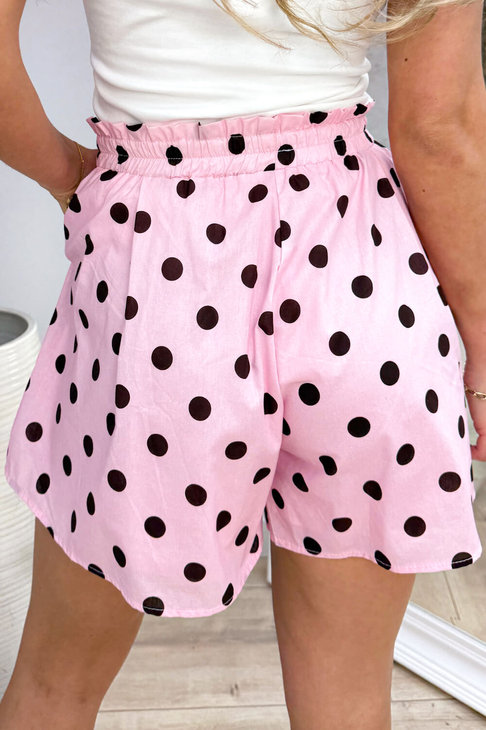Polkadot cotton short - Lollypop roze