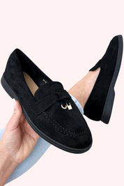 Suede look loafers - Zwart
