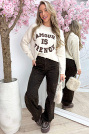 Leopard wide leg jeans Y3389 - Bruin