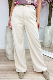 Belted pantalon (Incl. riem) - Beige