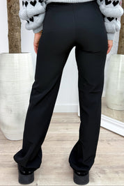 Straight leg stripe pantalon - Zwart