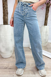 Laced straight leg jeans Y3367-2 - Jeans blue