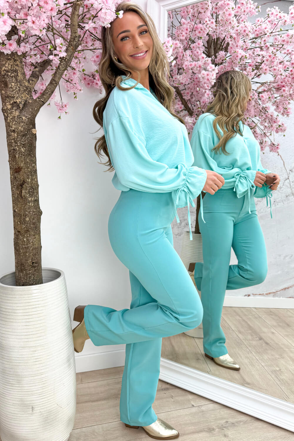 Basic bow topje - Mint