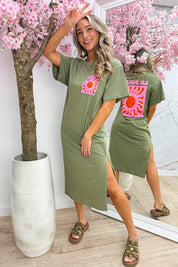 Le soleil T-shirt dress - Army