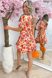 Bloom of beauty flowy dress - Oranje