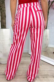 Striped straight leg jeans - Rood