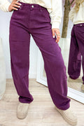 Balloon fit full length jeans - Berry purple