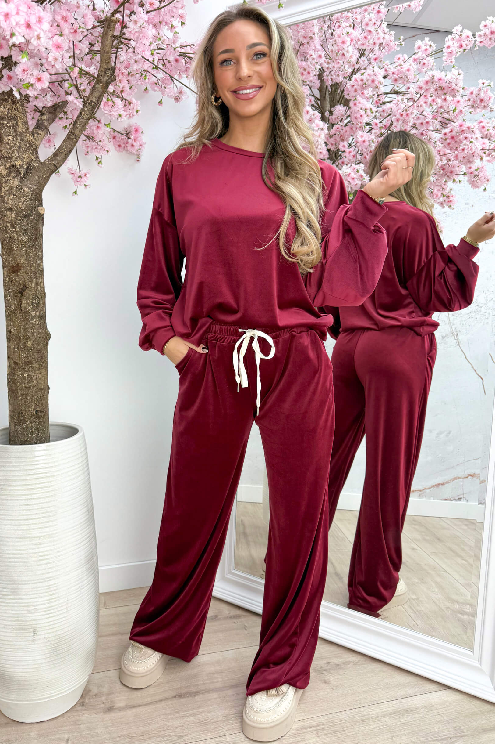 Velvet comfy co-ord - Bordeaux