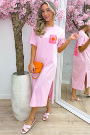 Le soleil T-shirt dress - Roze