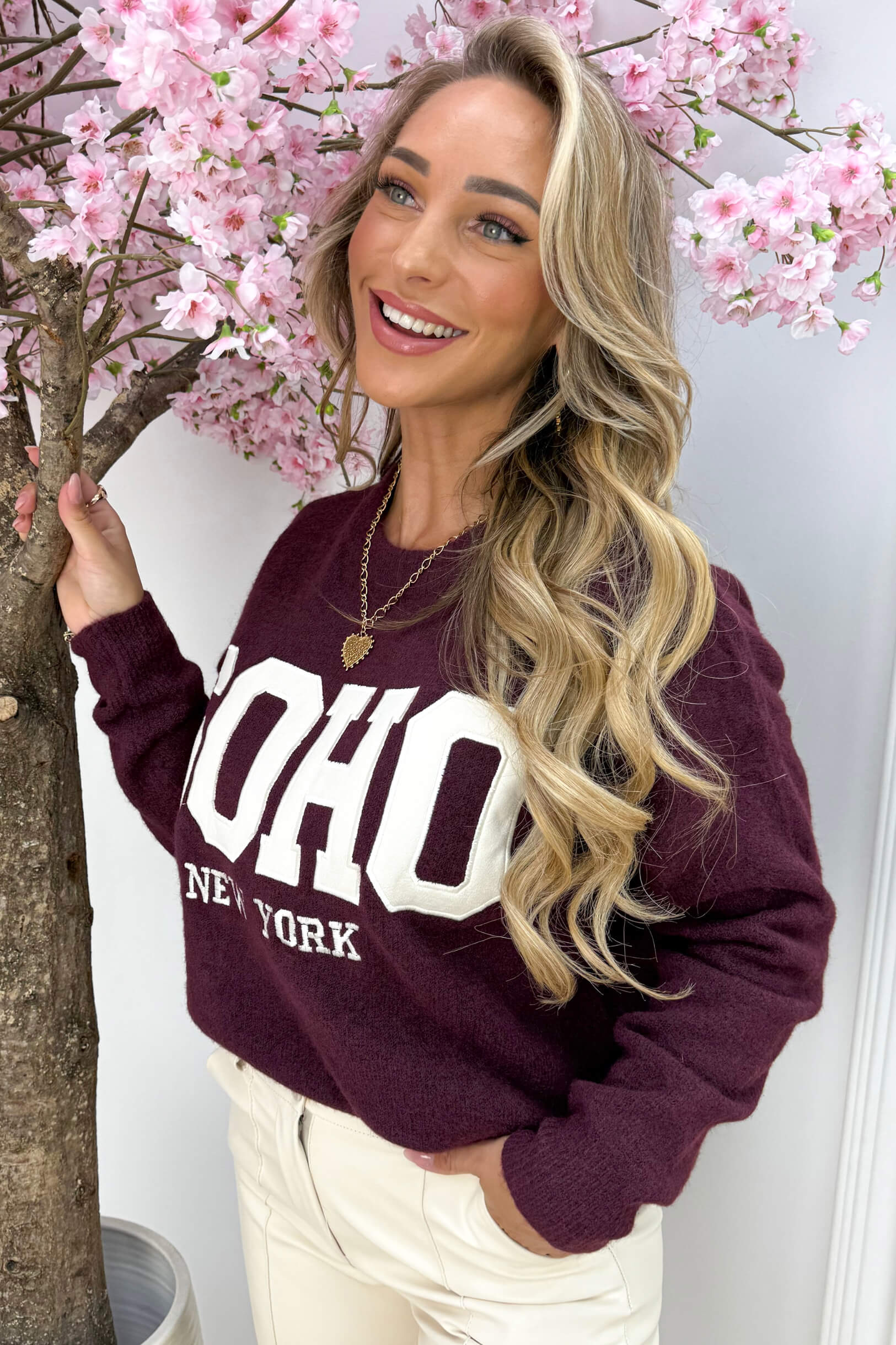 Soft knitted soho trui - Bordeaux