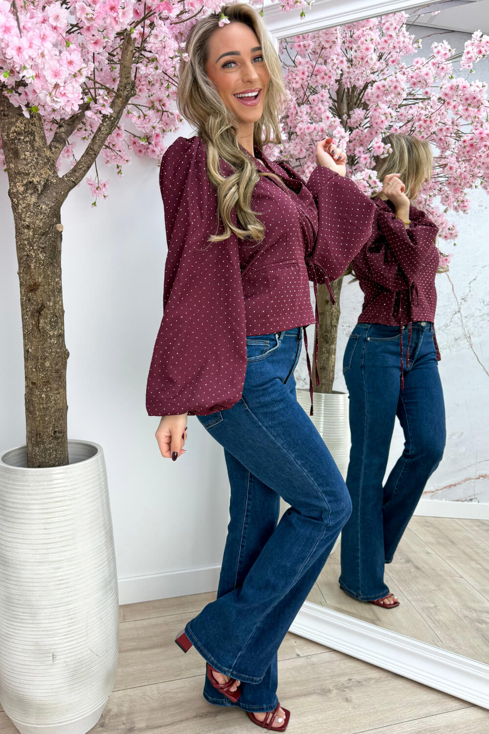 Diamond bow blazer - Bordeaux